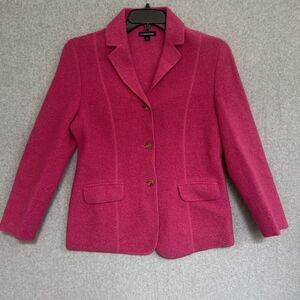 Lands End Womens Blazer 10 Pink 100% Wool Jacket Minimal Classic Corpcore Career